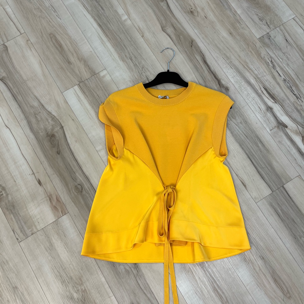 Simkhai Vibrant Yellow Sleeveless Blouse With Tie Accent